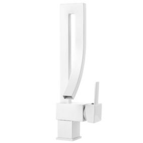 SILLA Mitigeur lavabo moderne bec haut en Laiton, économie d'eau, Blanc