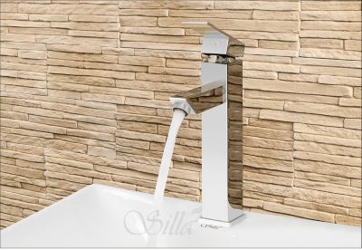 SILLA Mitigeur lavabo moderne bec haut en Laiton, économie d'eau, Chromé