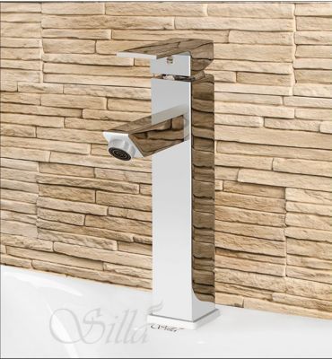 SILLA Mitigeur lavabo moderne bec haut en Laiton, économie d'eau, Chromé