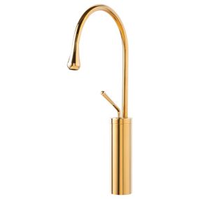 SILLA Mitigeur lavabo moderne bec haut en Laiton, économie d'eau, Doré