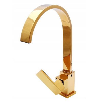 SILLA Mitigeur lavabo moderne bec haut en Laiton, économie d'eau, Doré