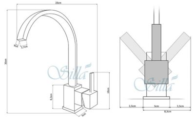 SILLA Mitigeur lavabo moderne bec haut en Laiton, économie d'eau, Doré