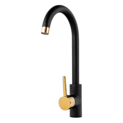 SILLA Mitigeur lavabo moderne bec haut en Laiton, économie d'eau, Noir/Doré