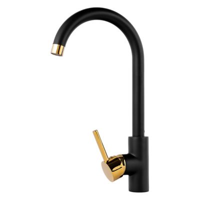 SILLA Mitigeur lavabo moderne bec haut en Laiton, économie d'eau, Noir/Doré