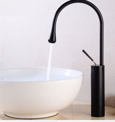 SILLA Mitigeur lavabo moderne bec haut en Laiton, économie d'eau, Noir