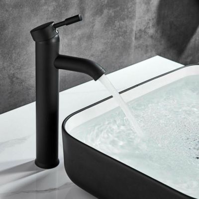 SILLA Mitigeur lavabo moderne bec haut en Laiton, économie d'eau, Noir