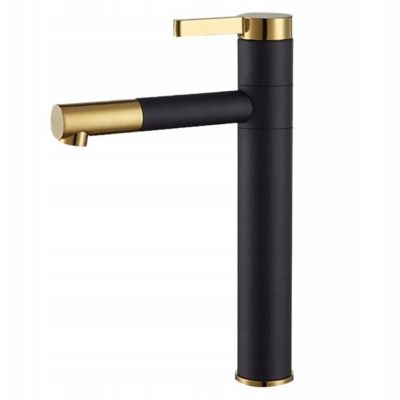 SILLA Mitigeur lavabo moderne bec haut en Laiton, économie d'eau, Noir