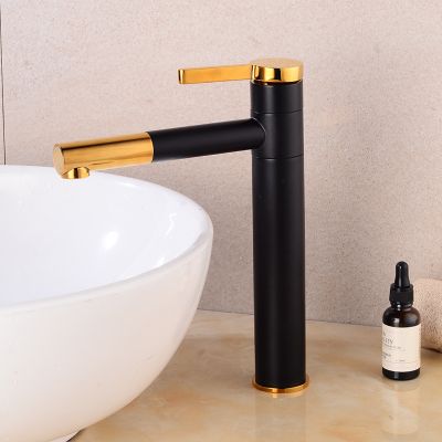 SILLA Mitigeur lavabo moderne bec haut en Laiton, économie d'eau, Noir