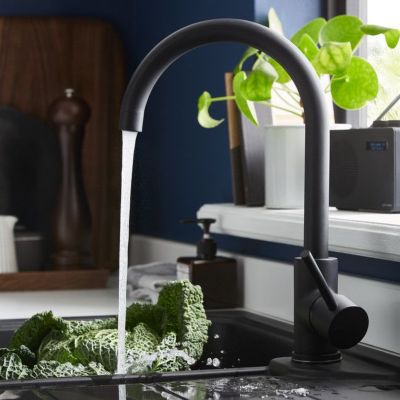 SILLA Mitigeur lavabo moderne bec haut en Laiton, économie d'eau, Noir