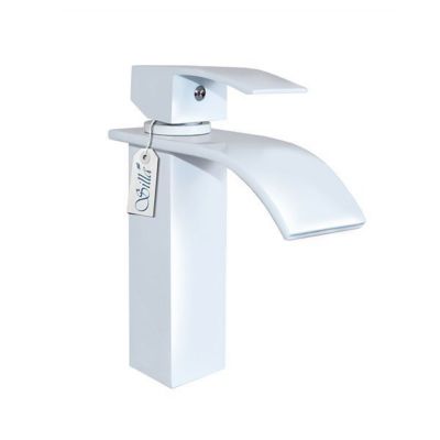 SILLA Mitigeur lavabo moderne en Laiton, cascade, Blanc