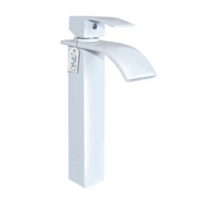 SILLA Mitigeur lavabo moderne en Laiton, cascade, Blanc