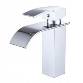 SILLA Mitigeur lavabo moderne en Laiton, cascade, Chromé