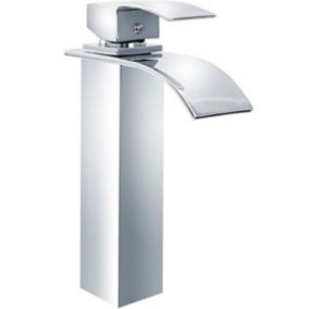 SILLA Mitigeur lavabo moderne en Laiton, cascade, Chromé