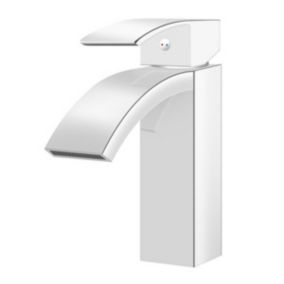 SILLA Mitigeur lavabo moderne en Laiton, cascade, Chromé