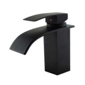 SILLA Mitigeur lavabo moderne en Laiton, cascade, Noir