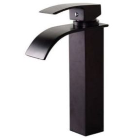 SILLA Mitigeur lavabo moderne en Laiton, cascade, Noir