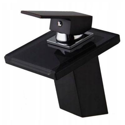 SILLA Mitigeur lavabo moderne en Laiton, cascade, Noir