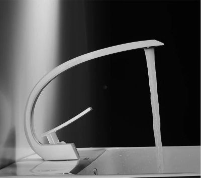 SILLA Mitigeur lavabo moderne en Laiton, économie d'eau, Blanc