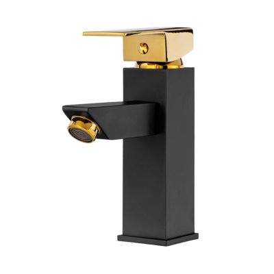 SILLA Mitigeur lavabo retro bec haut en Laiton, économie d'eau, Noir/Doré