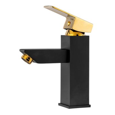 SILLA Mitigeur lavabo retro bec haut en Laiton, économie d'eau, Noir/Doré