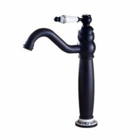 SILLA Mitigeur lavabo retro bec haut en Laiton, économie d'eau, Noir