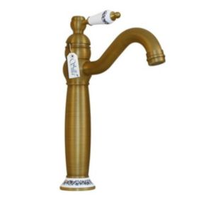 SILLA Mitigeur lavabo retro bec haut en Laiton, économie d'eau, Vintage doré