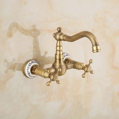 SILLA Mitigeur lavabo retro en Laiton, mural, Vintage doré
