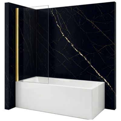 Silla Pare-baignoire ASTON, fixe, 80x150 cm, Doré brossé