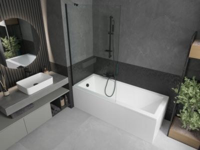Silla Pare-baignoire fixe, 100x150 cm, Noir