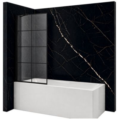 Silla Pare-baignoire MADISON+, fixe, 80x140 cm, Noir