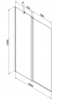 Silla Pare-baignoire pivotant, 100x150 cm, Noir