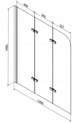 Silla Pare-baignoire pivotant, 120x140 cm, Noir