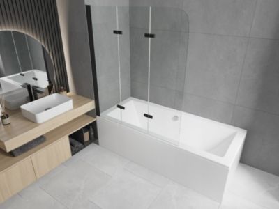 Silla Pare-baignoire pivotant, 120x140 cm, Noir