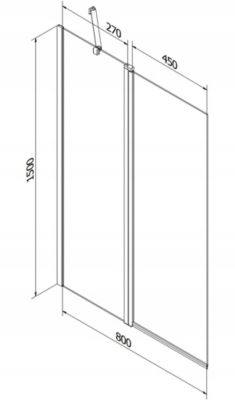 Silla Pare-baignoire pivotant, 80x150 CM, Doré