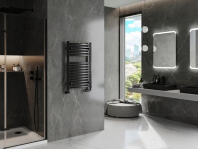 Silla Sèche-serviettes eau chaude 384W 80x50x5.4cm, Noir
