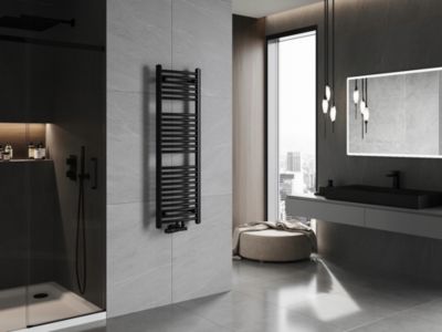 Silla Sèche-serviettes eau chaude 442W 120x40x4,4cm, Noir