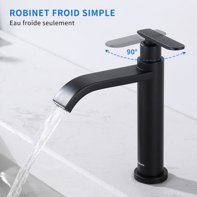 Style noir robinet mural en acier inoxydable 304 ouverture rapide robinet extérieur d'eau de jardin pour salle de bain (machine à laver