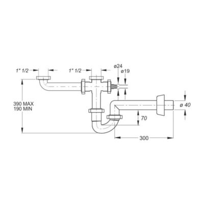 Siphon D'évier Avec Double Entrée Et Vidange Latérale De L'appareil - Space Cross 2