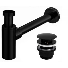 Siphon de lavabo + bonde clic-clac REA black mat