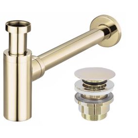 Siphon de lavabo + bonde clic-clac REA gold