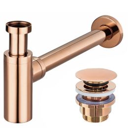 Siphon de lavabo + bonde clic-clac REA rose gold