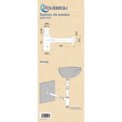 Siphon de lavabo réglable laiton brossé 70mm Rousseau