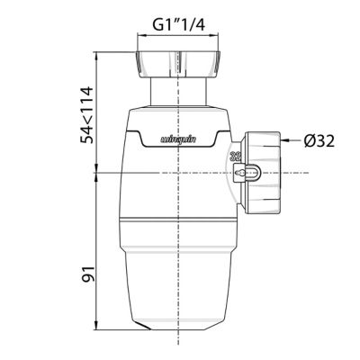 Siphon de lavabo Wirquin NEO 30722152 Ø d'entrée 1’’1/4, Ø de sortie 32 mm garde d'eau 50 mm