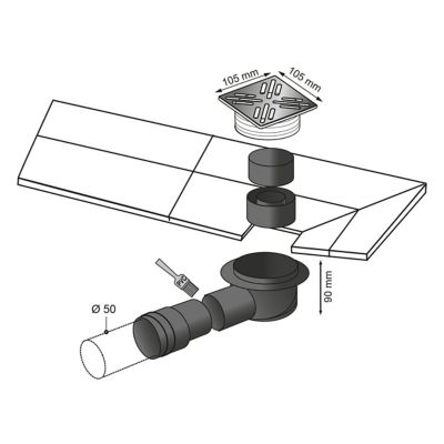 Siphon de sol 100x100mm Wirquin