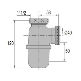 Siphon evier non réglable sortie D40 laiton brut - VALENTIN - 36620000900