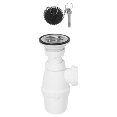 Siphon réglable blanc 32mm et bonde à bouchon Wirquin