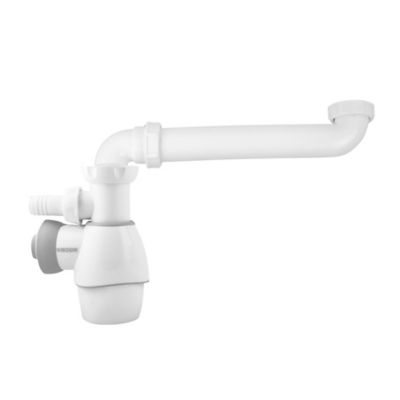 Siphon gain de place blanc pour lavabo 1 1/4 DN32 - 240 mm. de long -  Réglable en hauteur - FH12050610001