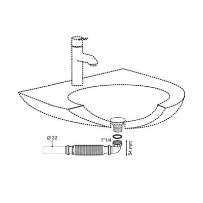 Siphon sans garde d'eau gain de place blanc 32mm Wirquin