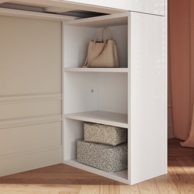 SIRHONA Coiffeuse Blanche 120x40x75cm + Bureau multifonctionnel + Espace de Rangement Extra + Avec Tiroirs de Cloison
