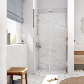 SK Porte de douche 100x196cm pliante anticalcaire avec profilé chrome brillant (SATSK100NIKA)